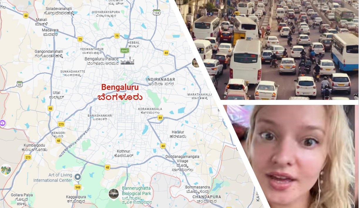 Video viral desde India muestra a una turista alemana sobreviviendo al tráfico caótico de Bengaluru